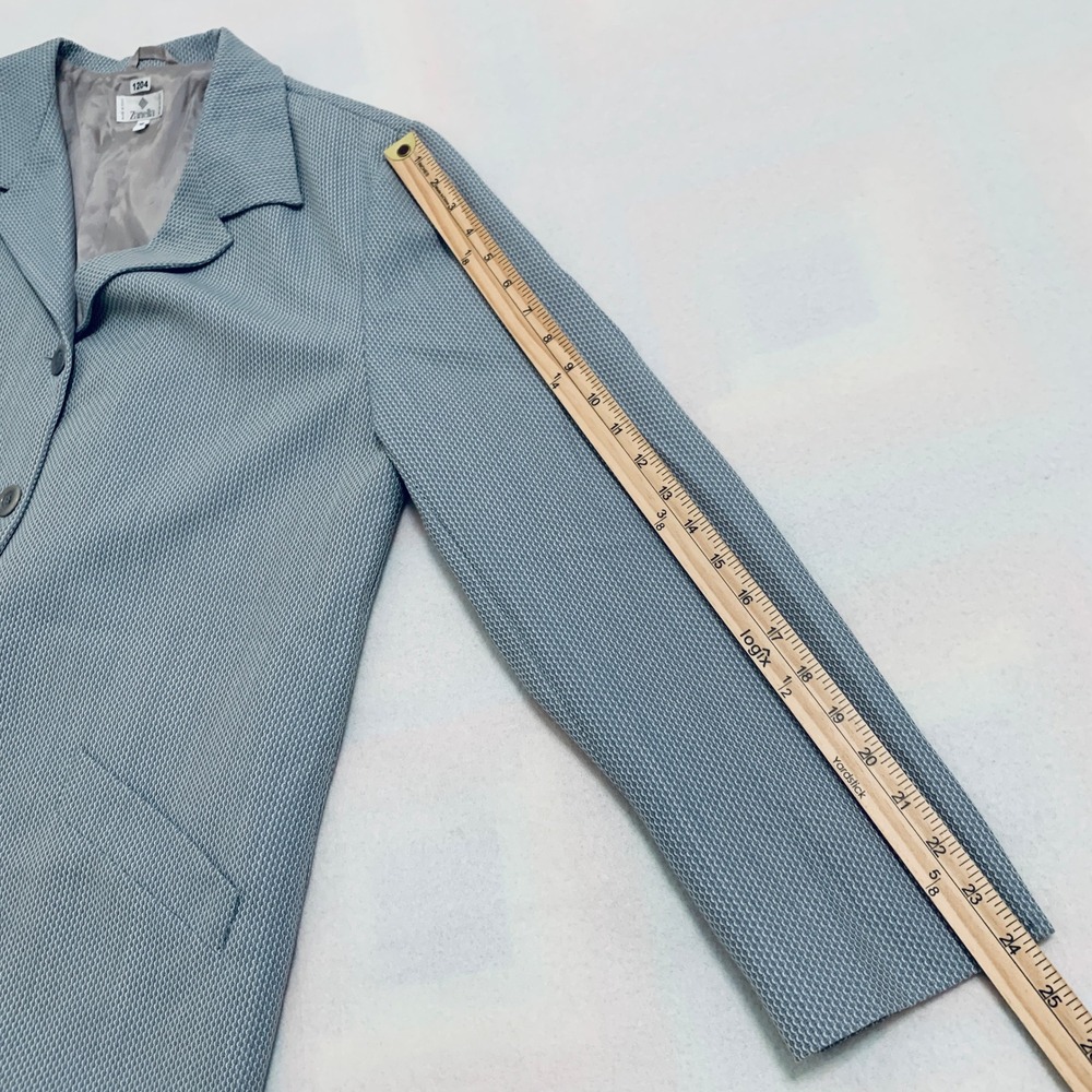 Zanella Blazer Jacket‎ Women's Size 16 Blue Green Geometric Print Made in Italy - Picture 8 of 12